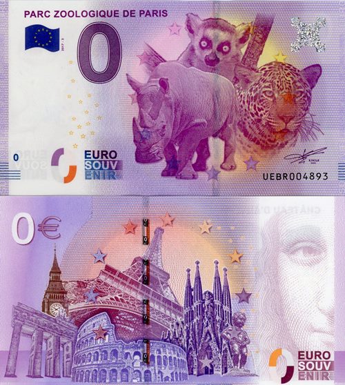 0 Euro suvenír 2017/3 Francúzsko UNC Parc Zoologique De Paris