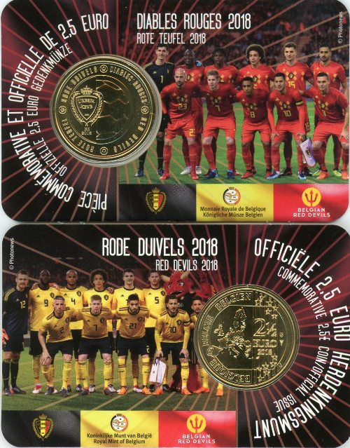 2 1/2 euro 2018 Belgicko cc.UNC karta Red Devils