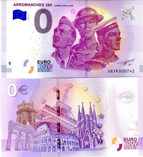0 Euro suvenír 2018/2 Francúzsko UNC Arromanches 360