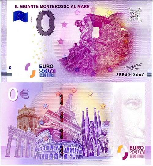 0 euro suvenír 2017/4 Taliansko UNC IL Gigante Monterosso Al Mare