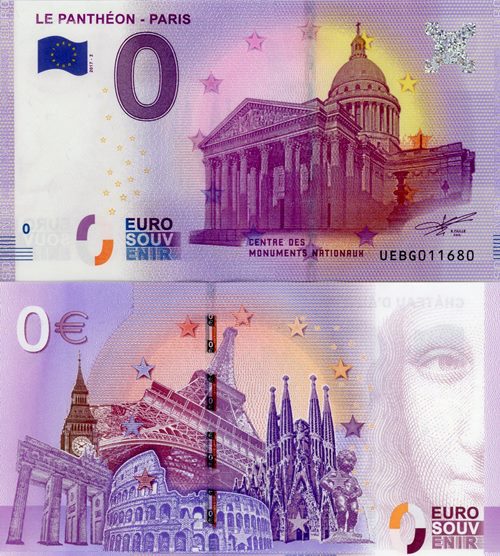 0 euro suvenír 2017/2 Francúzsko UNC Le Pantheon - Paris