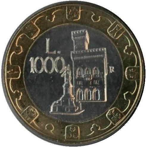1000 Lira 1997 San Maríno BU karta