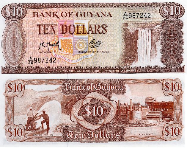 10 Dollars 1992 Guyana UNC séria A/26