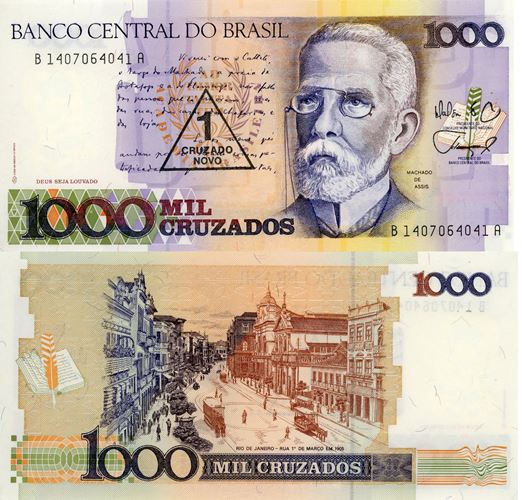 1000 Cruzados 1989 Brazília UNC séria B*A