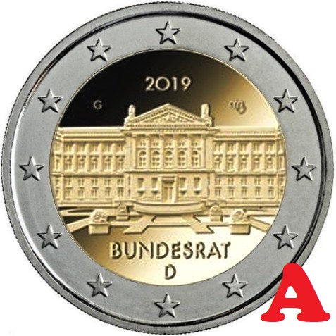 2 euro 2019 "A" Nemecko cc.UNC Bundesrat