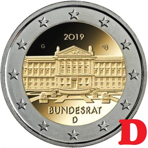 2 euro 2019 D Nemecko cc.UNC Bundesrat
