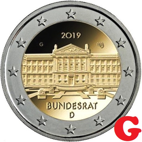 2 euro 2019 "G" Nemecko cc.UNC Bundesrat