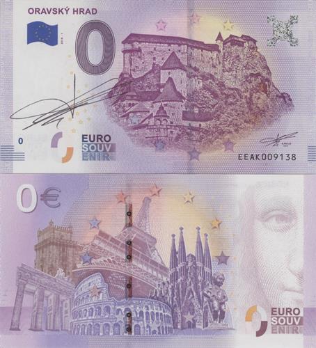 0 euro suvenír 2018/1 Slovensko UNC Oravský hrad (podpis RF)