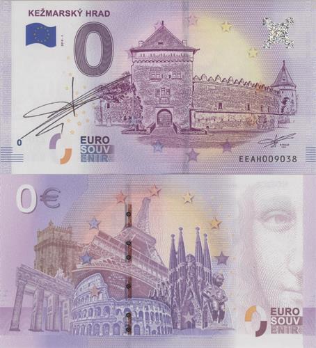 0 euro suvenír 2018/1 Slovensko UNC Kežmarský hrad (podpis RF)
