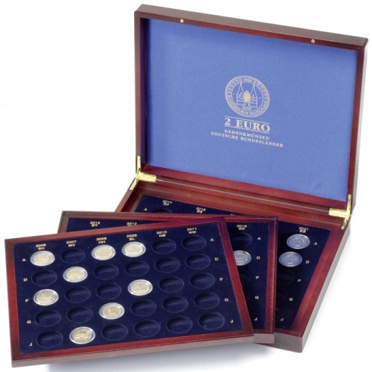 Kazeta VOLTERRA TRIO de Luxe, 80 x 2€ mince v kapsli, Nemecko, mahagon (HMK3TC2EU16LD)
