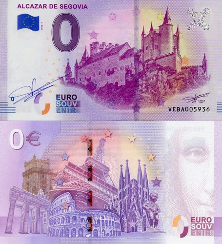 0 euro suvenír 2019/1 Španielsko UNC Alcazar De Segovia (podpis RF)
