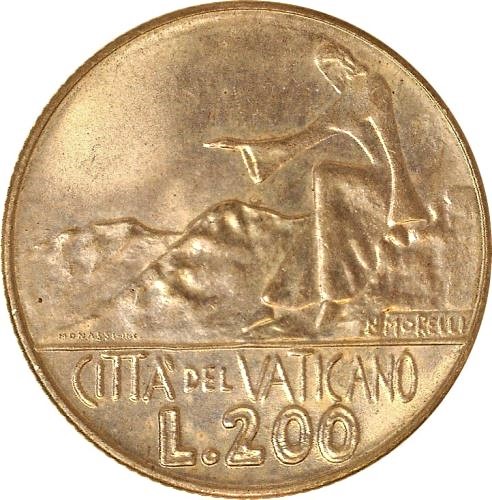 200 Lira 1978 Vatikán ob.UNC Pavol VI.
