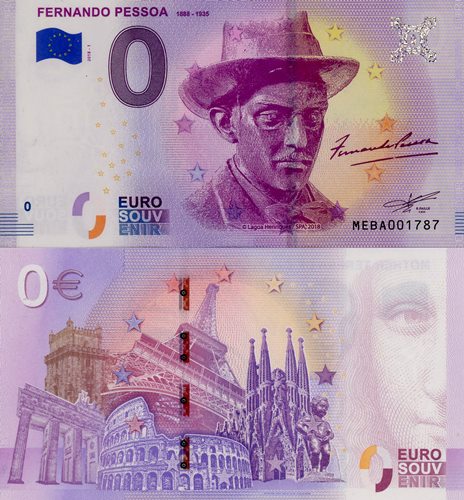0 euro suvenír 2018/1 Portugalsko UNC Fernando Pessoa