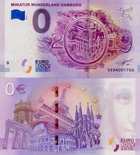 0 euro suvenír 2019/7 Nemecko UNC Miniatur Wunderland Hanburg 