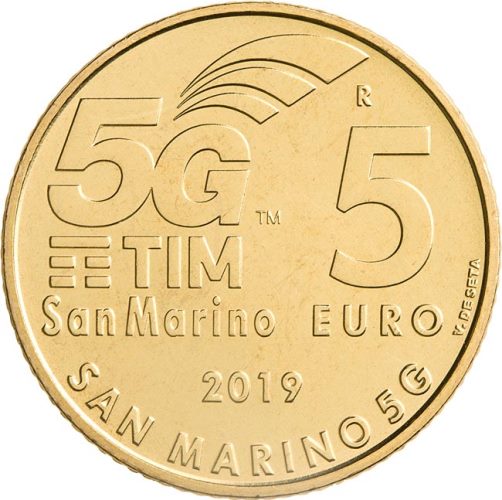 5 euro 2019 San Maríno cc.UNC 5G TIM