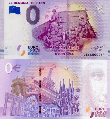 0 euro suvenír 2019/4 Francúzsko UNC Le Mémorial De Caen