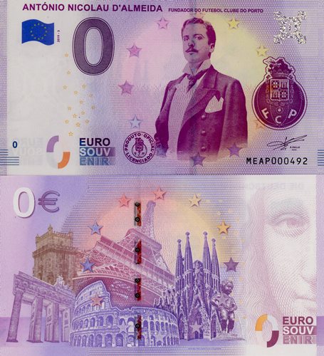 0 euro suvenír 2019/3 UNC Portugalsko António Nicolau D Almeida