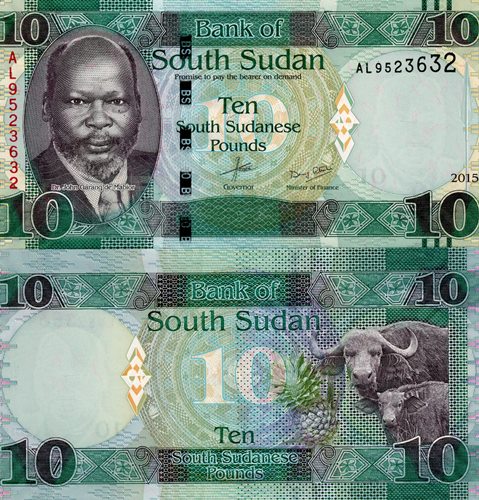 10 Pounds 2015 Južný Sudán UNC séria AL