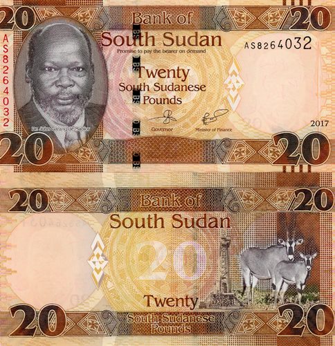 20 Pounds 2017 Južný Sudán UNC séria AS
