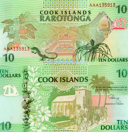 10 Dollars 1992 Cookove Ostrovy UNC séria AAA