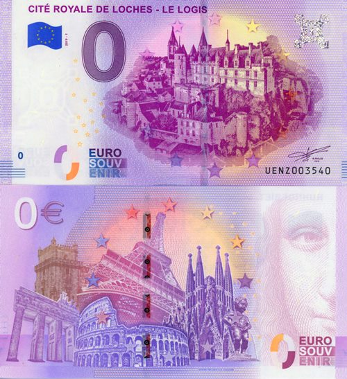 0 euro suvenír 2019/1 Francúzsko UNC Cité Royale De Loches - Le Logis