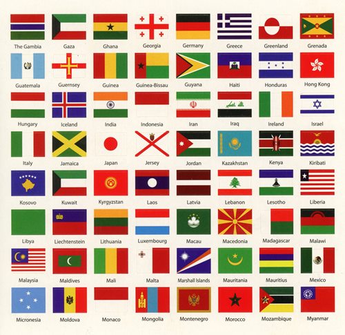 Samolepky vlajky štátov sveta - 192 štátov (S1862) IN