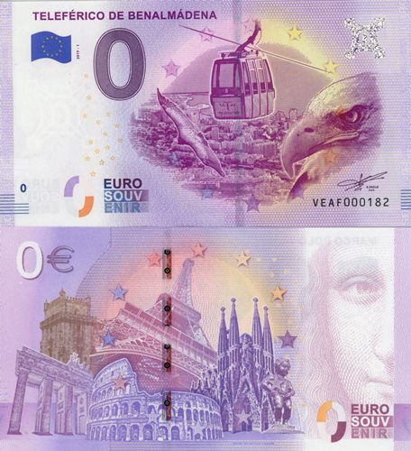 0 euro suvenír 2019/1 Španielsko UNC Teleférico De Benalmádena