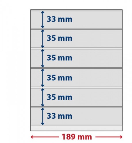 List na známky so samolepiacou páskou, 5ks/bal, 6 prúžkov, 33 mm (S802606H)