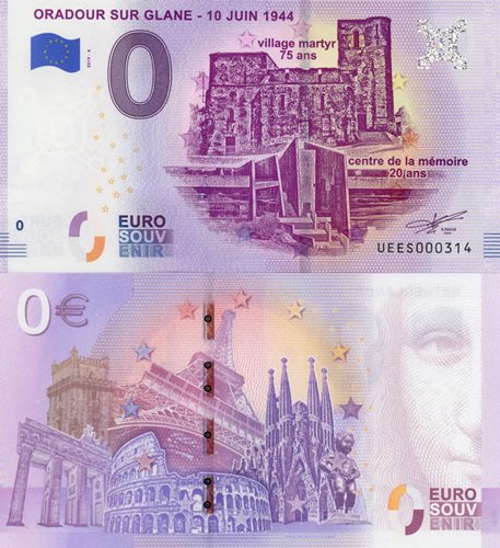 0 euro suvenír 2019/4 Francúzsko UNC Oradour Sur Glane 