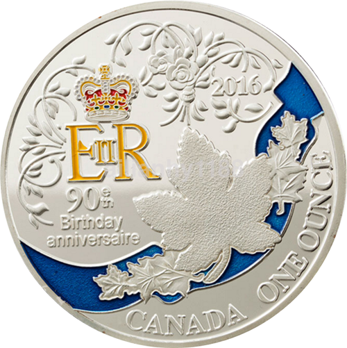 Medaila, replika ounce 2016 Canada BU 1 Oz birthday farbená postriebrená 