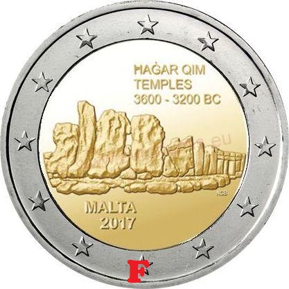 2 euro 2017 Malta UNC Hagar Qim (F) značka mincovne