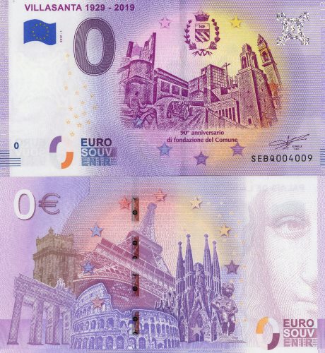 0 euro suvenír 2019/1 Taliansko UNC Villasanta 1929 - 2019