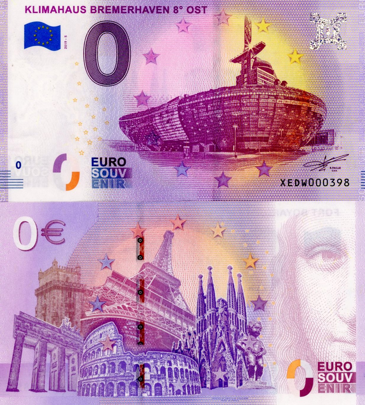 0 euro suvenír 2019/5 Nemecko UNC Klimahaus Bremerhaven 8° Ost