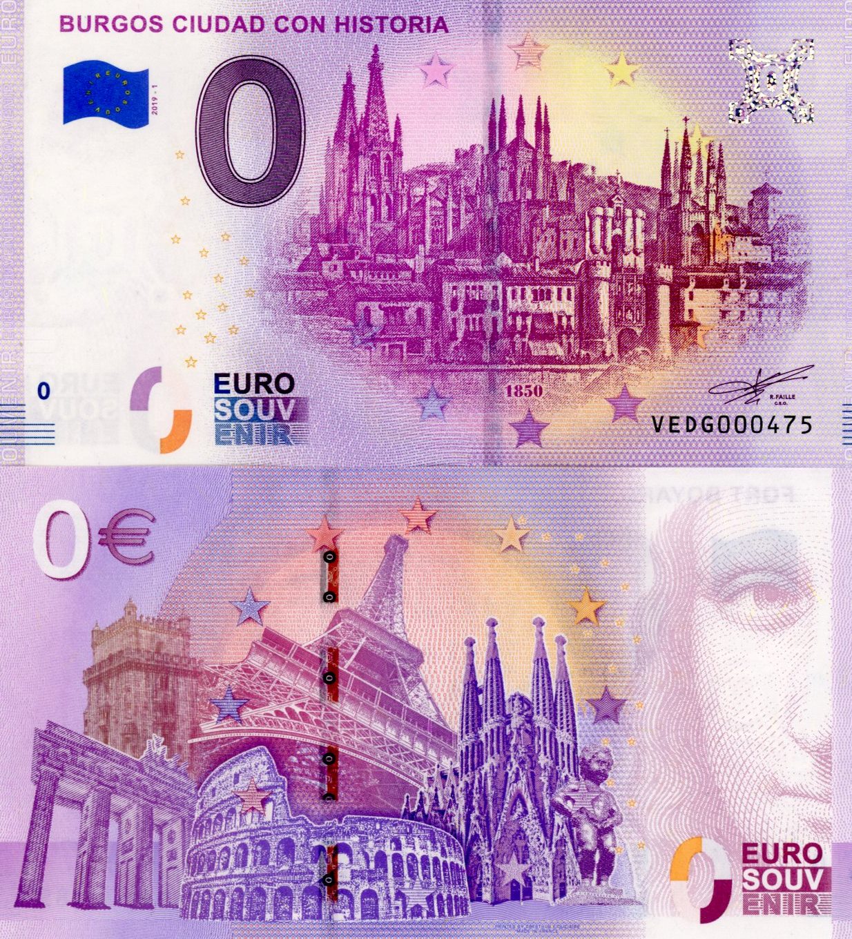 0 euro suvenír 2019/1 Španielsko UNC Burgos Ciudad Con Historia