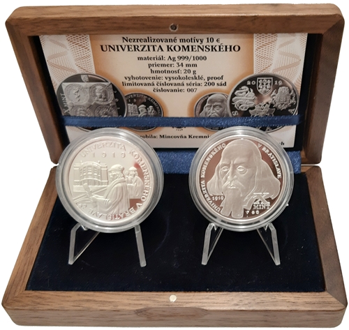 Strieborné medaily, nezrealizované motívy 10 € Univerzita Komenského