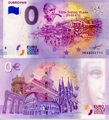 0 euro suvenír 2019/1 Chorvátsko UNC Dubrovnik