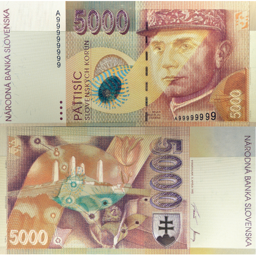 5000 Korún Slovensko (pozlátená replika 24 k GOLD)