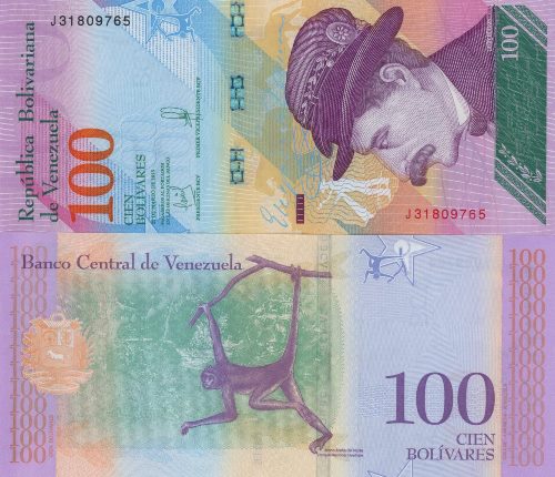 100 Bolívares 2018 Venezuela UNC séria J