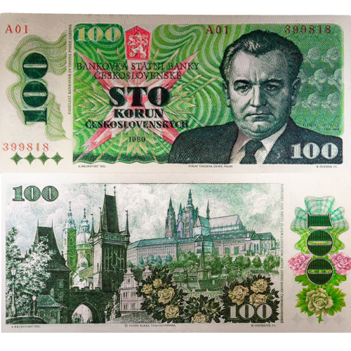 100 Korún 1989 Československo  (postriebrená replika)