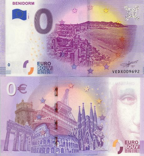 0 euro suvenír 2019/1 Španielsko UNC Benidorm