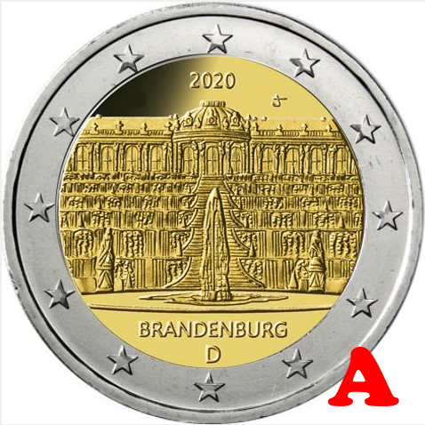 2 euro 2020 "A" Nemecko cc.UNC Brandenburg