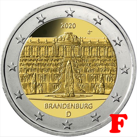 2 euro 2020 "F" Nemecko cc.UNC Brandenburg