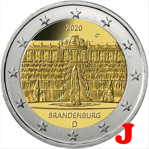 2 euro 2020 J Nemecko cc.UNC, Brandenburg