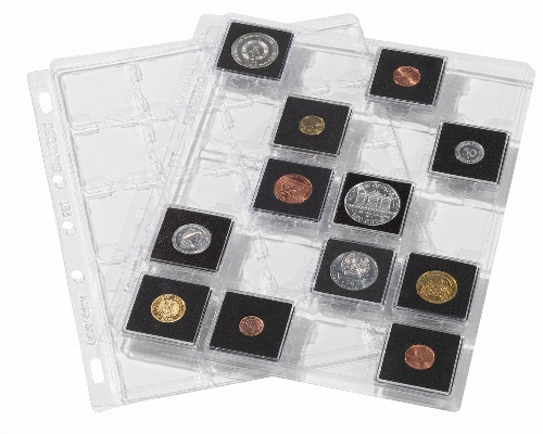 Listy SNAP na mince v kapsli, 2ks/bal, 20 otvorov pre QUADRUM 50 x 50 mm