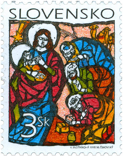 Známka, Vianoce 1998 - Viera Hložníková: Klaňanie troch kráľov 