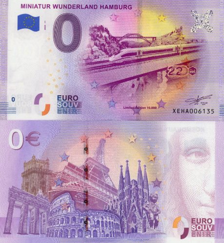 0 euro suvenír 2020/11 Nemecko UNC Miniatur Wunderland Hanburg