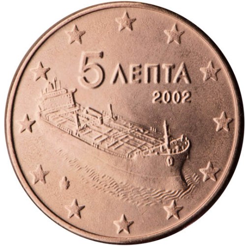 5 cent 2002 Grécko ob.UNC