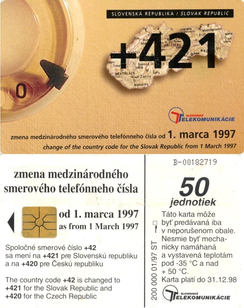 Tel.Karta, 1997, Slovensko, ST, zmena medzinárodného tel. čísla (01/97)