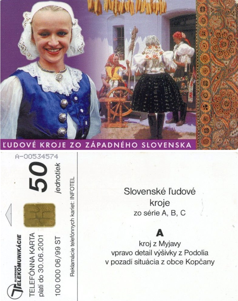 Tel.Karta, 1999, Slovensko, ST, ľudové kroje zo záp. Slovenska (06/99)