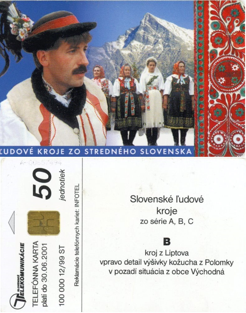 Tel.Karta, 1999 Slovensko, ST, ľudové kroje zo stredného Slovenska 